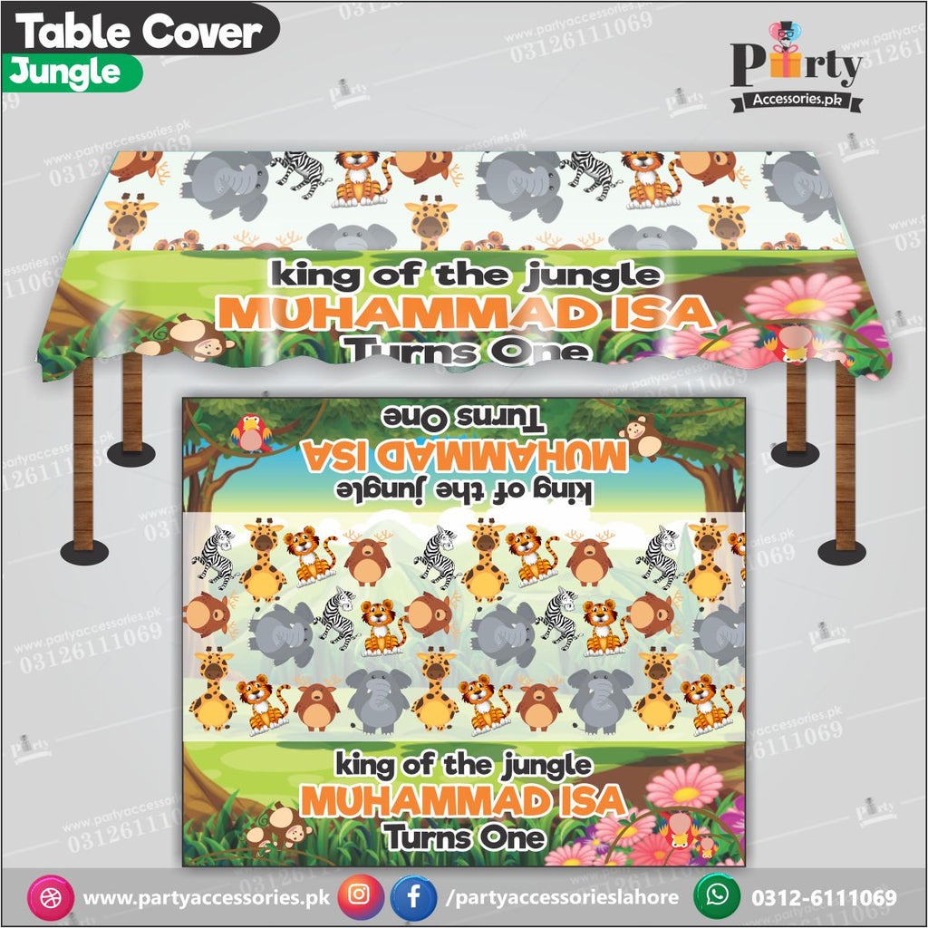Customized Jungle safari Theme Birthday table top cover sheet