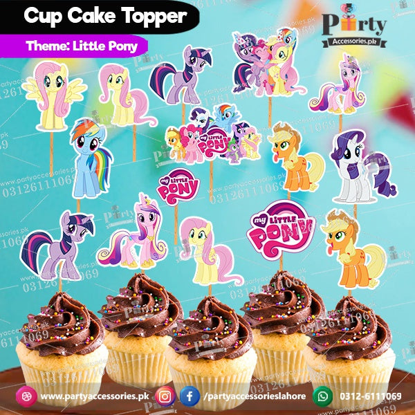 Little Pony theme birthday cupcake toppers set cutouts