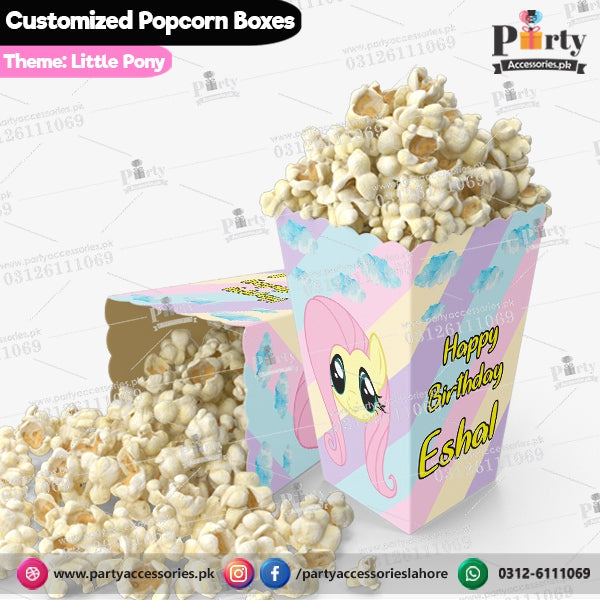 Customized Popcorn boxes for Little Pony themed birthday party