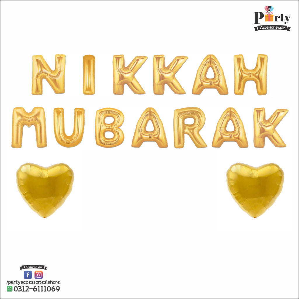 Nikkah Mubarak Foil balloons set with hearts