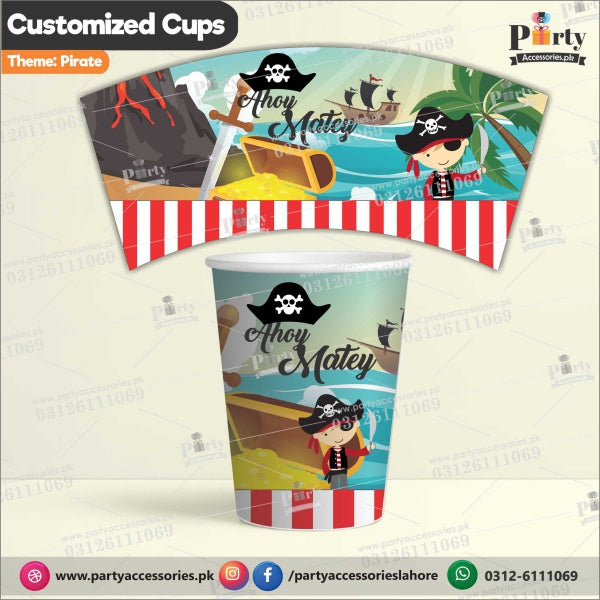 Customized disposable Paper cups in Pirates theme party