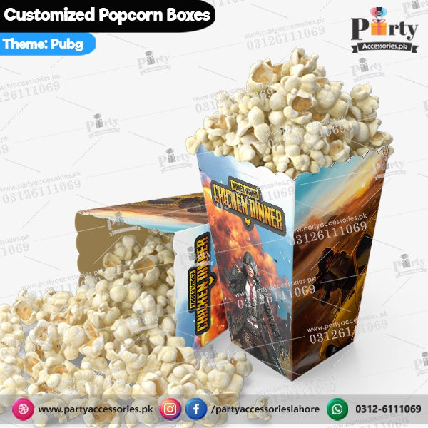Customized Popcorn boxes for PUBG themed birthday party