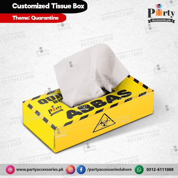 Customized Tissue Box in Quarantine theme birthday table Decor