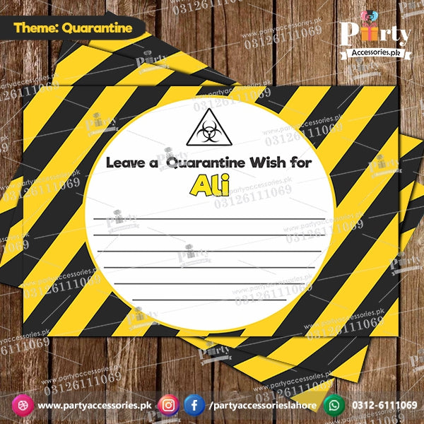 Customized wish cards in Quarantine theme party