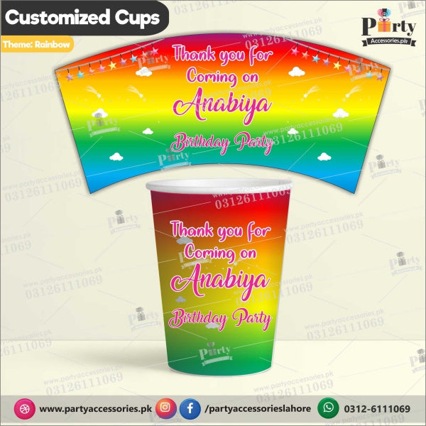 Customized disposable Paper cups in Rainbow theme party