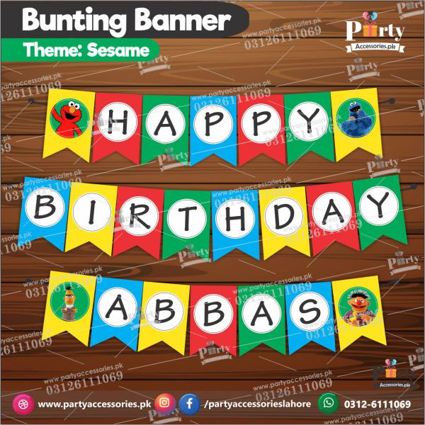Customized Sesame Street theme Birthday Bunting Banner cutouts for Birthday