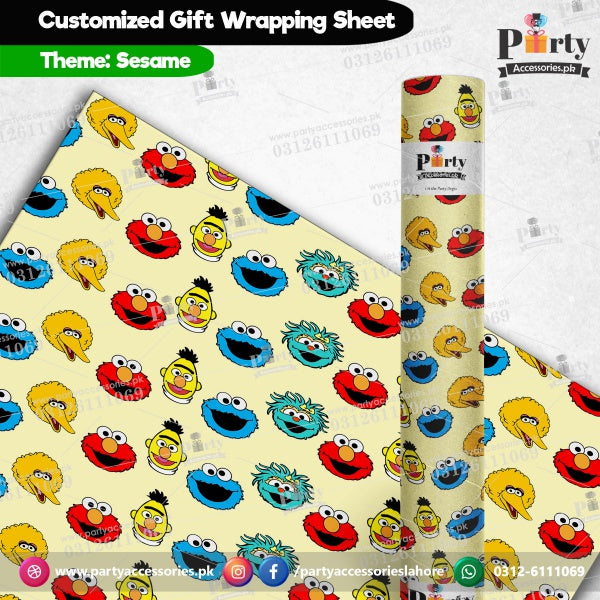 Gift wrapping sheets for Sesame Street theme birthday party