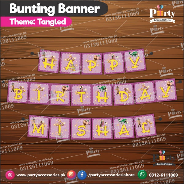 Tangled Rapunzel theme customized Bunting banner for birthday parties