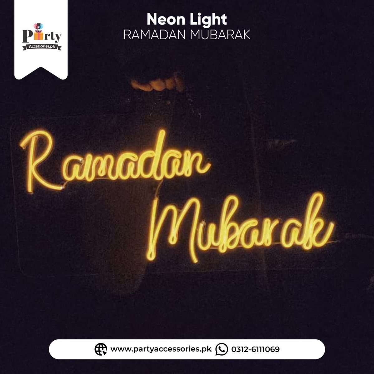 Ramadan Mubarak Neon Letter Light – Warm Glow Islamic Decor