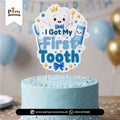 First tooth party cake topper for boy in blue