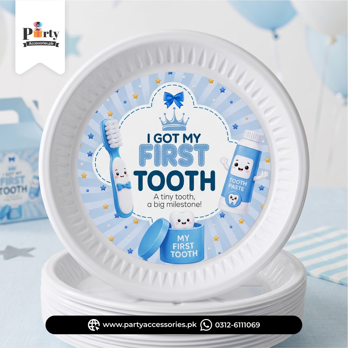 I Got My First Tooth Disposable Plates for First Tooth Party Decoration