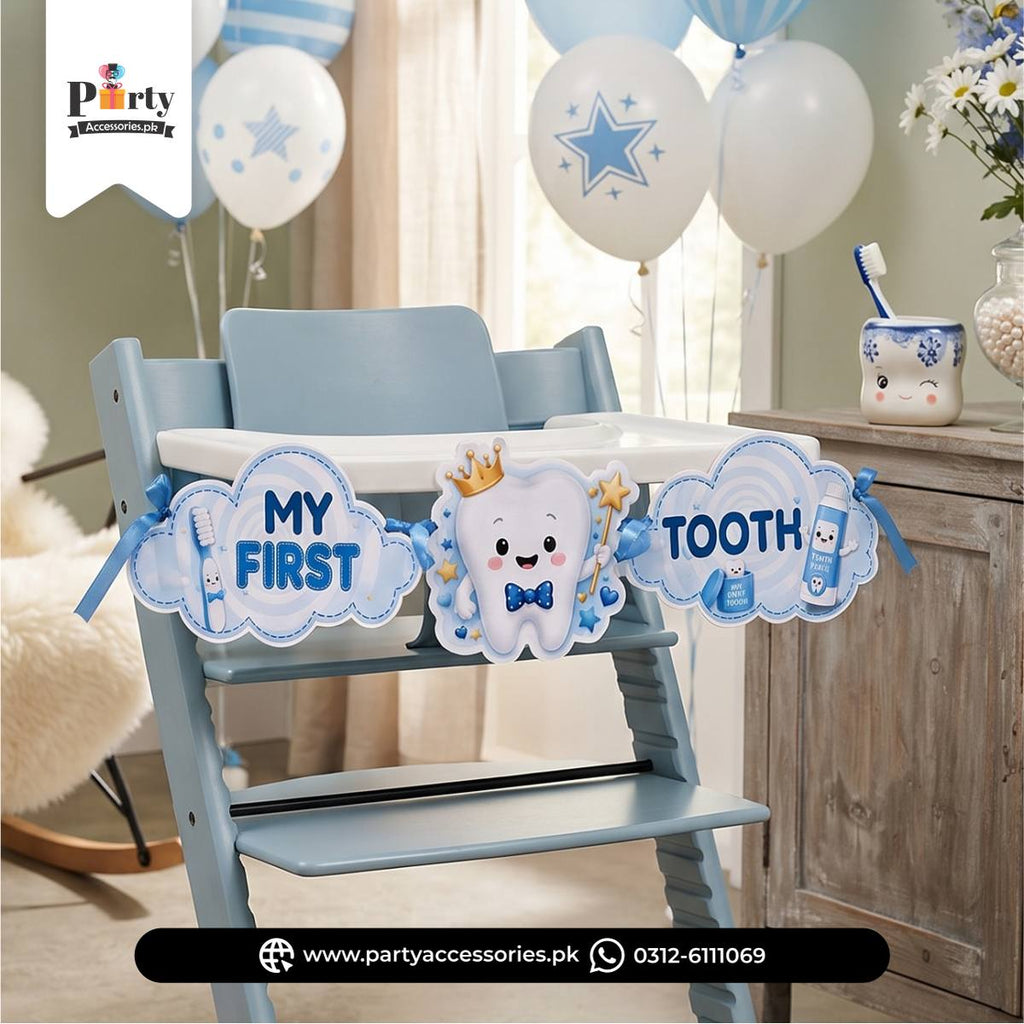 1st Tooth Party High Chair Banner – My First Tooth Baby Chair Decoration
