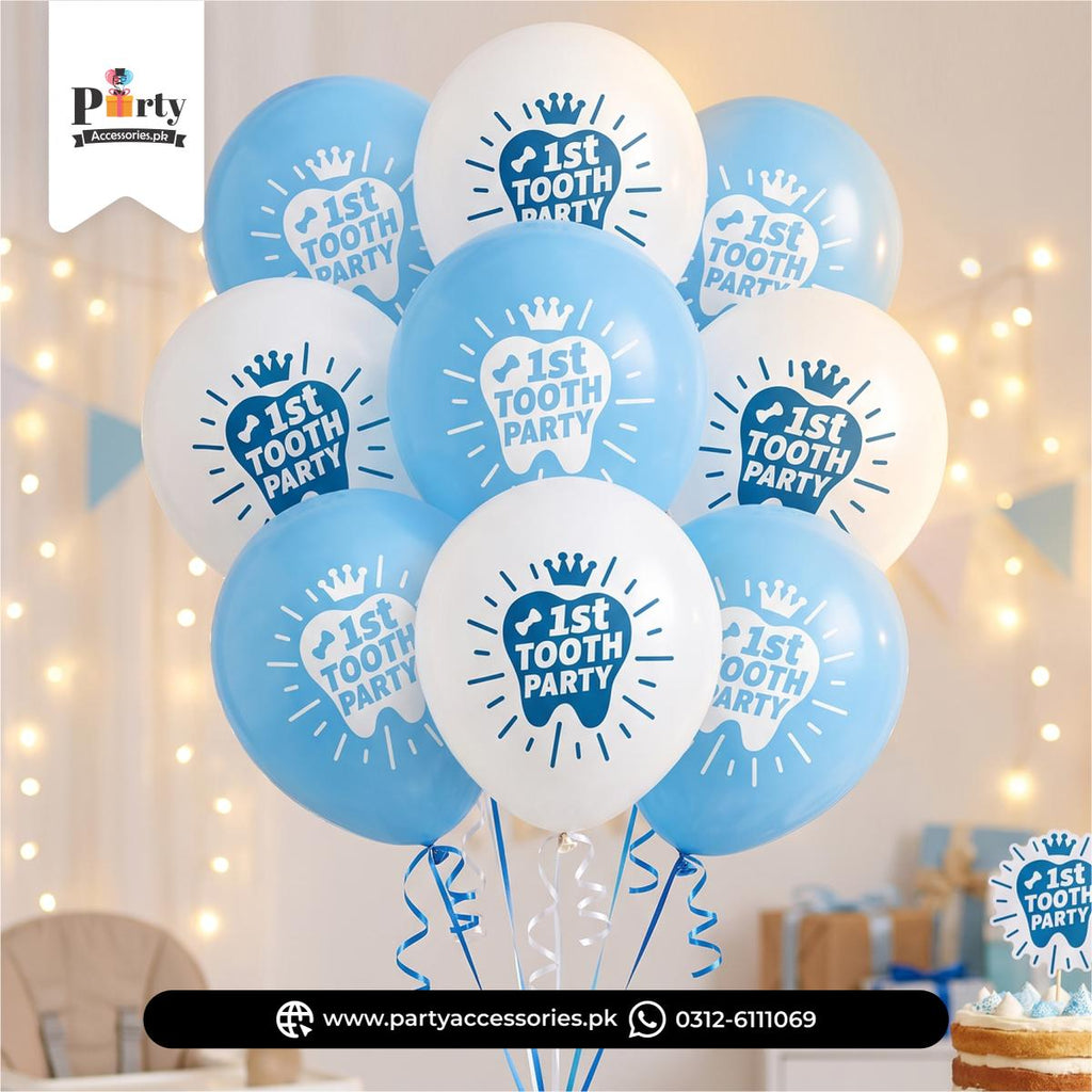 1st Tooth Party Printed Latex Balloons