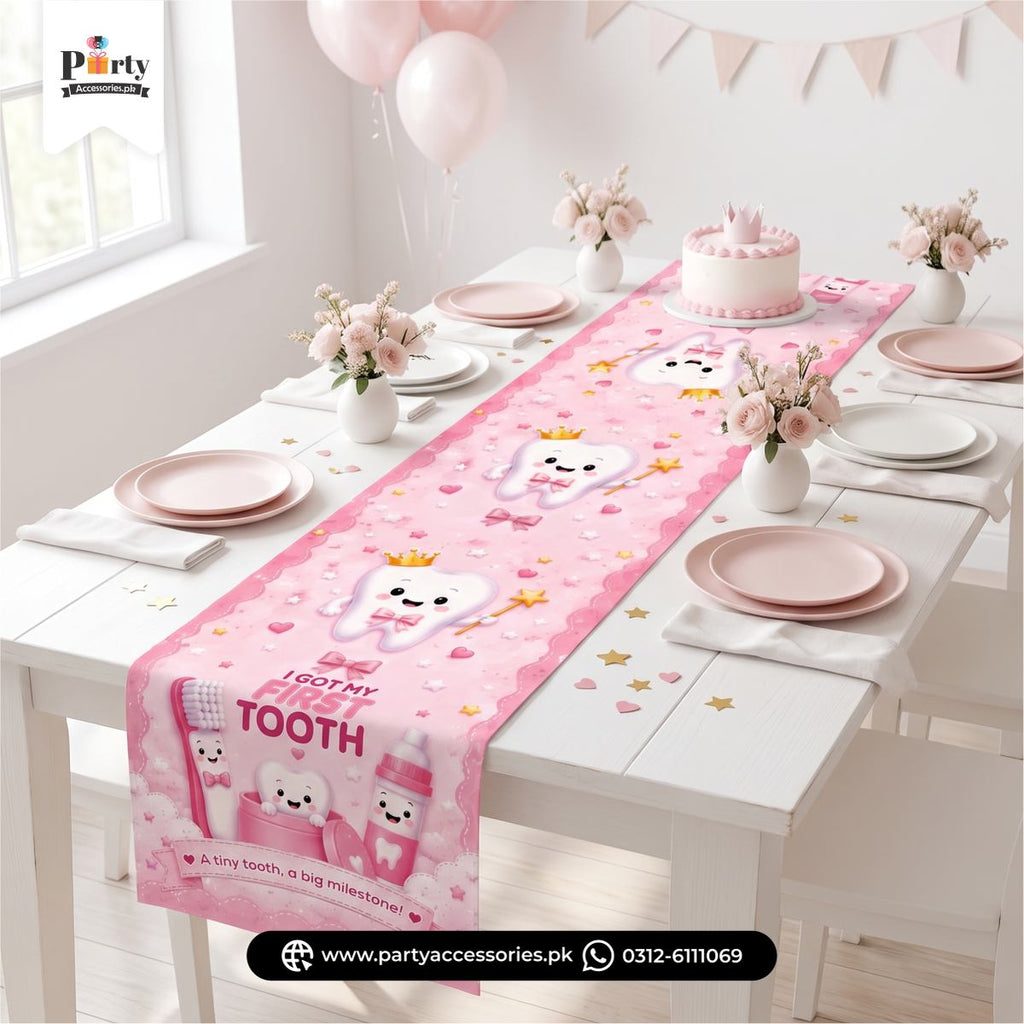 First Tooth Girl Theme Table Decoration Table Runner