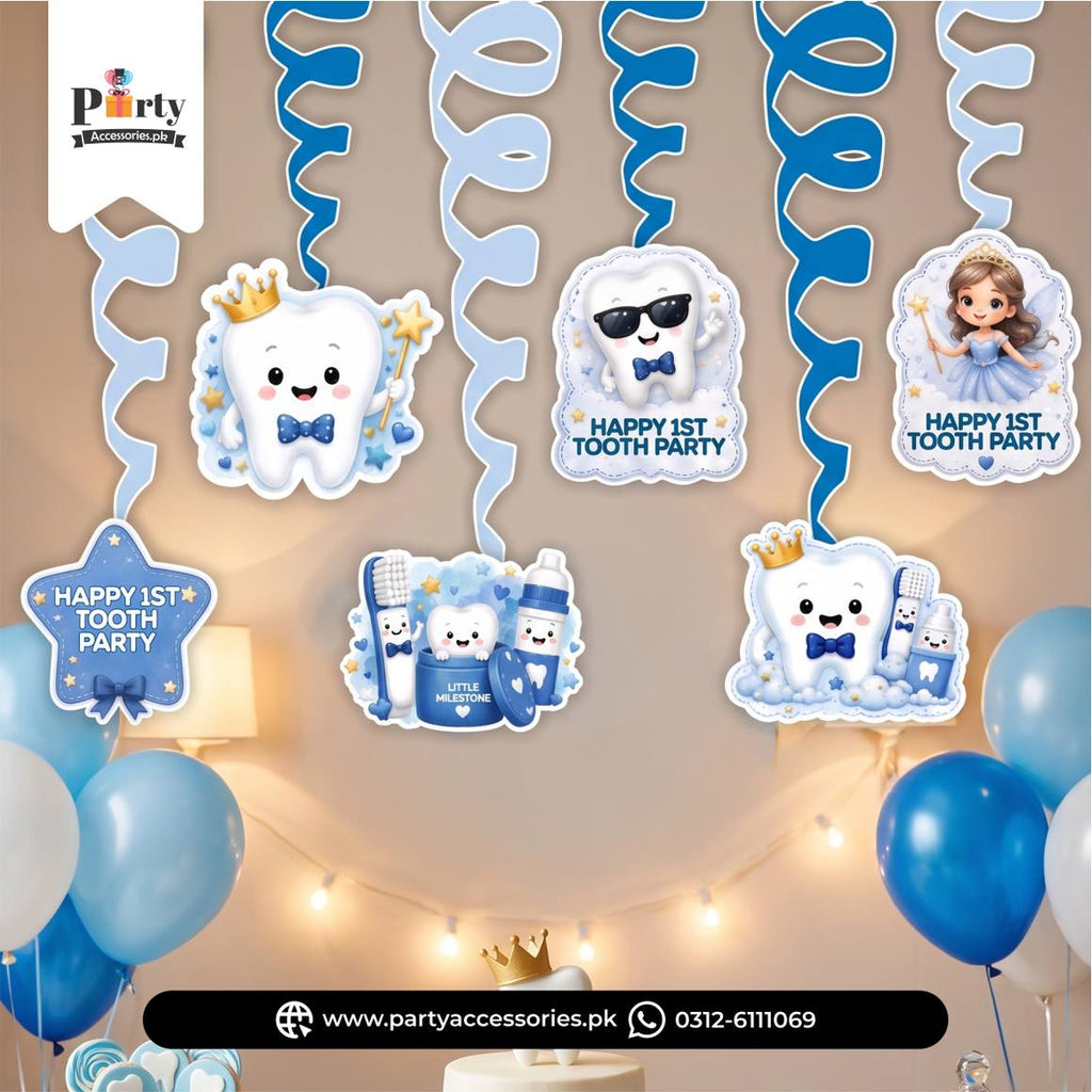 Happy 1st Tooth Party Spiral Hanging Decoration