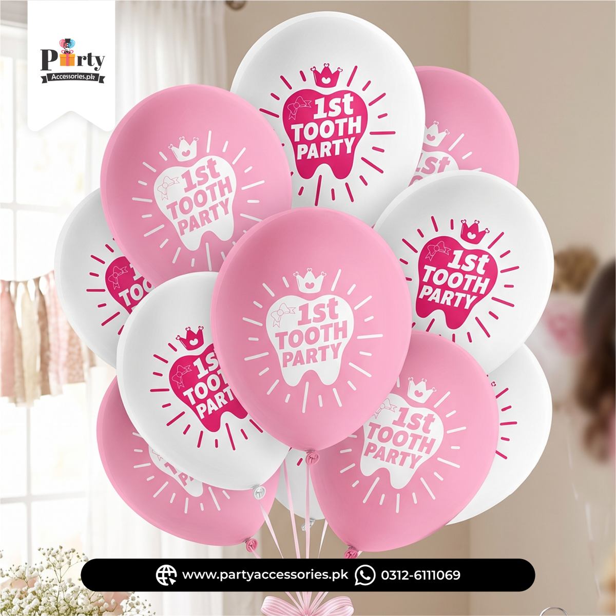 1st Tooth Party Printed Latex Balloons