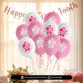 1st Tooth Baby Girl Party Printed Latex Balloons – Tropical Theme