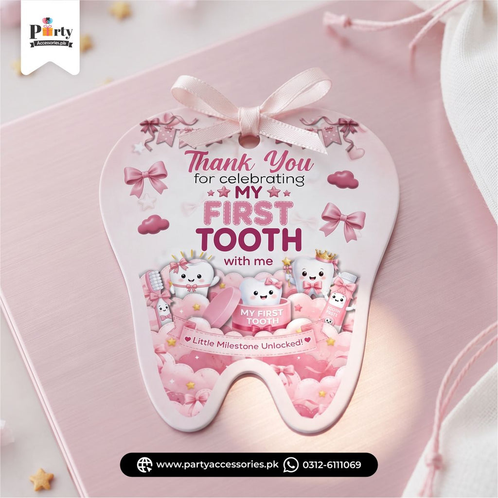 Thank you tags of First tooth party 