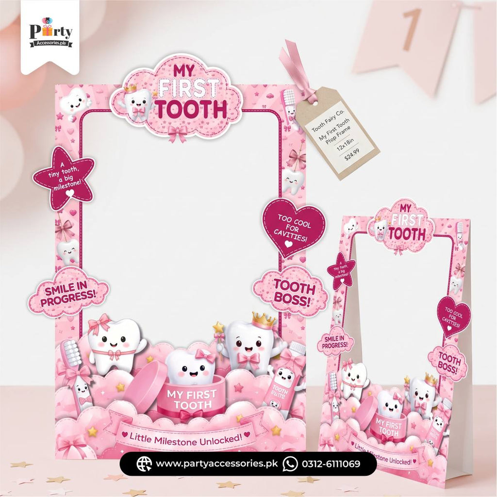 first tooth selfie photo booth for baby girl