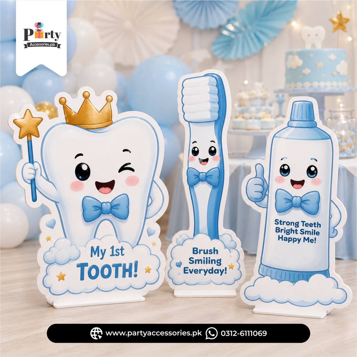 First tooth party Table decoration cutout standees