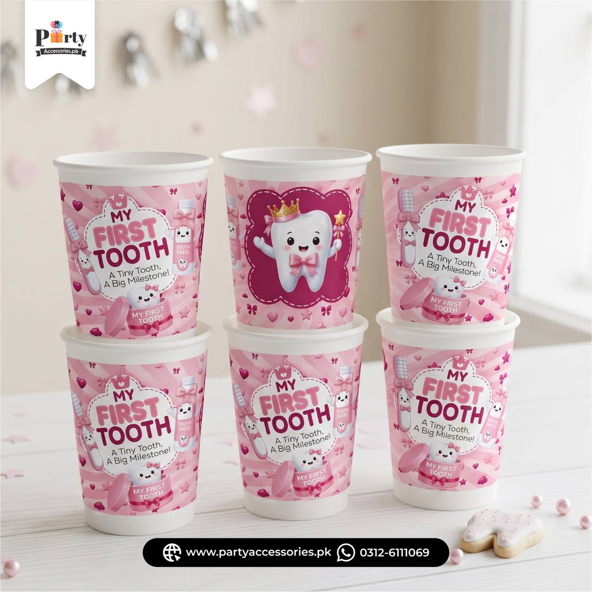 First Tooth Girl Party Decoration Cups