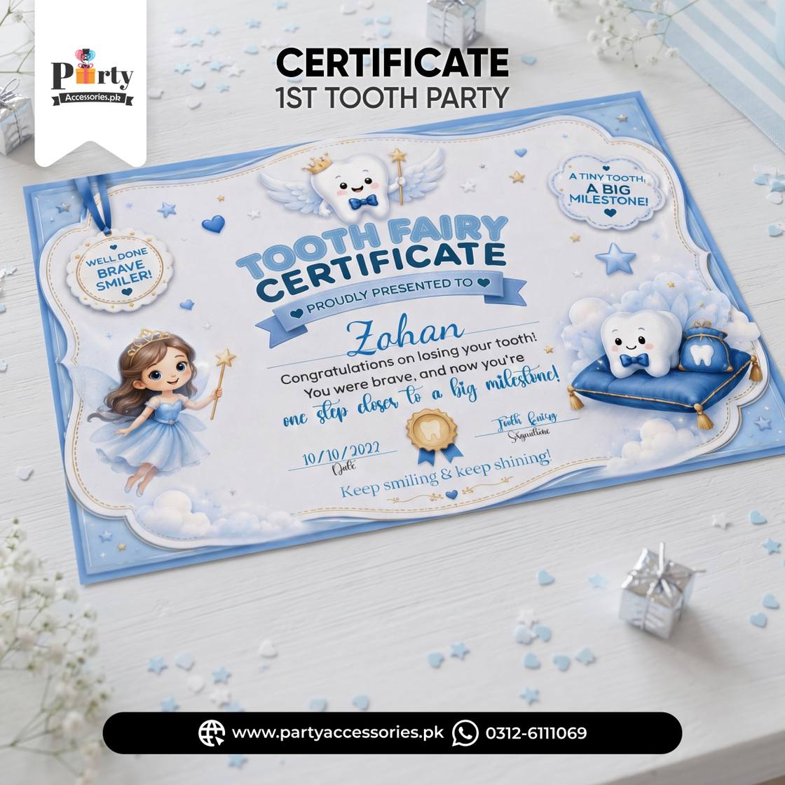 1st tooth party celebration certificate