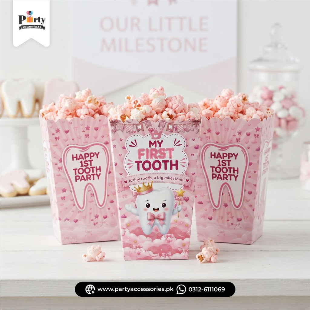 Customized Popcorn Boxes for first tooth celebration Table