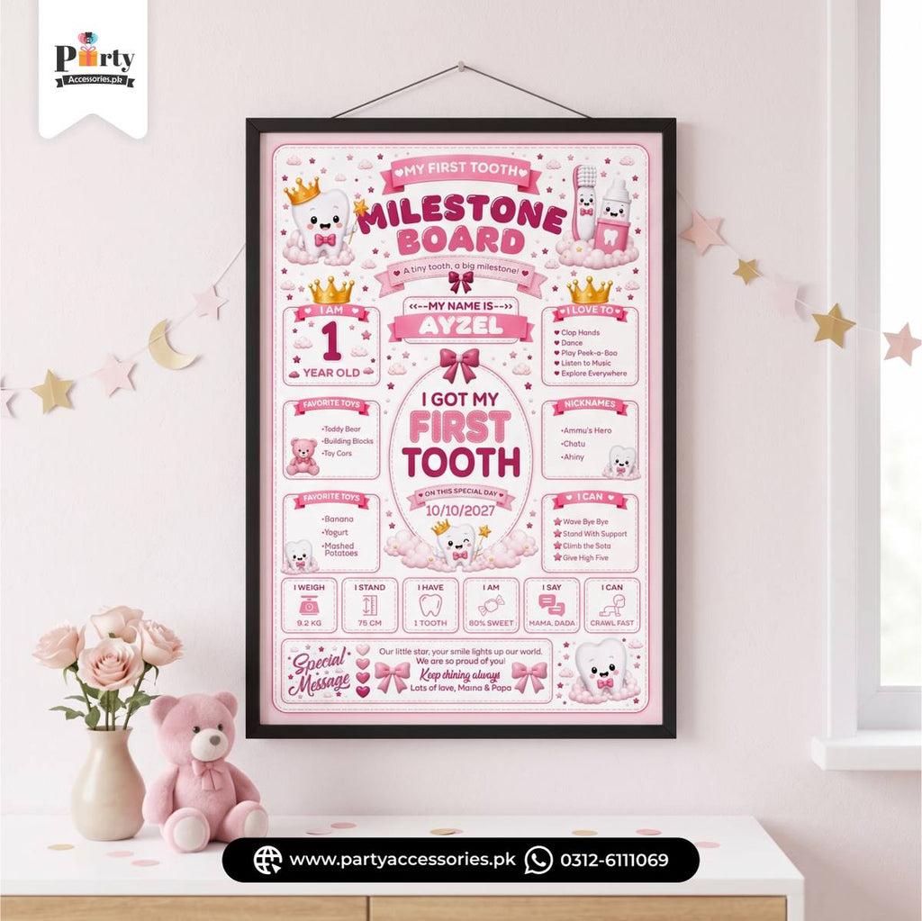 First Tooth Girl Theme Wall Hanging Frame 