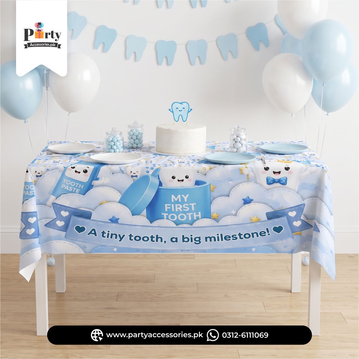 First tooth Celebration party customized table sheet for Baby Boy