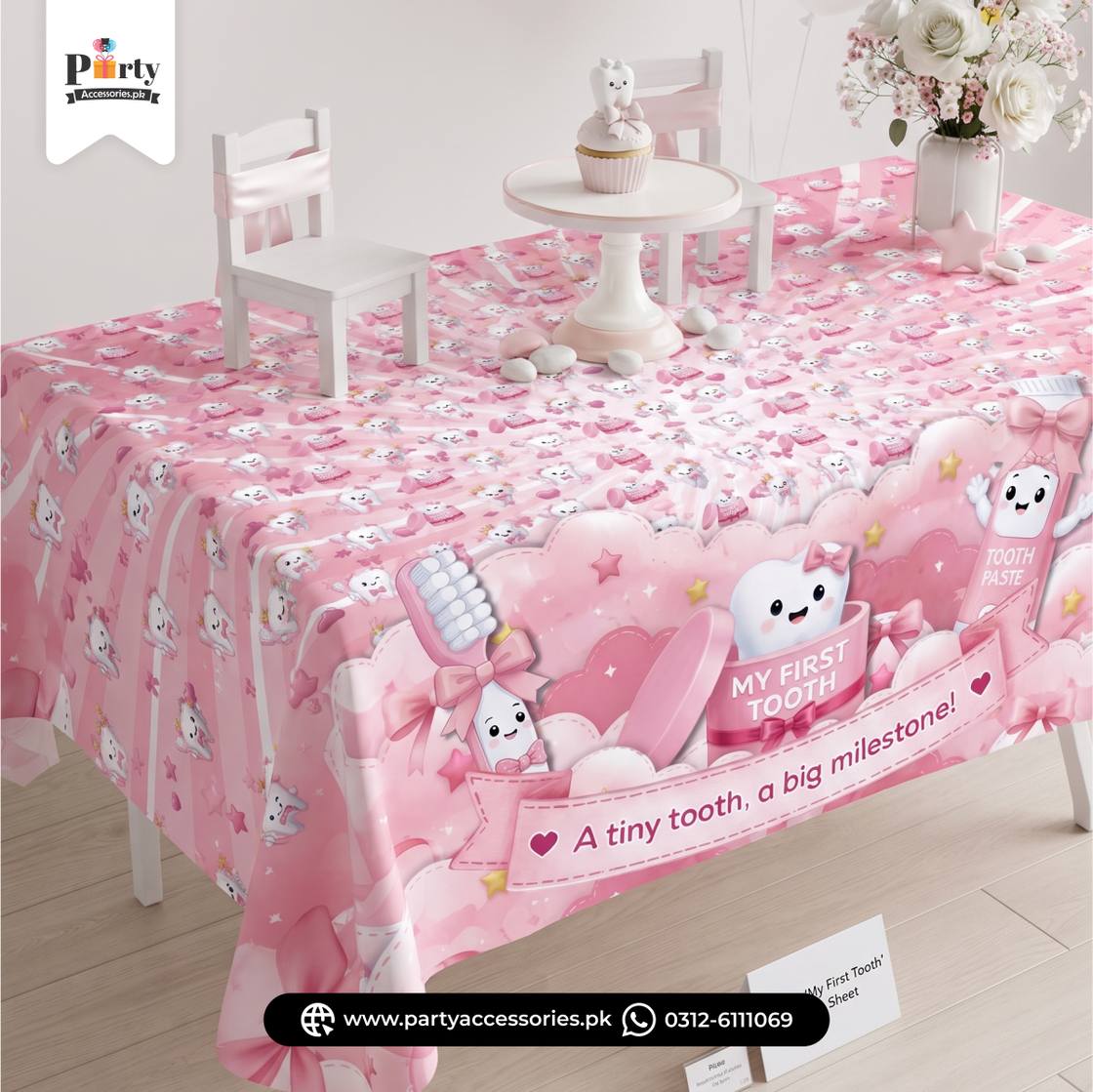 First tooth party table decoration table sheet 