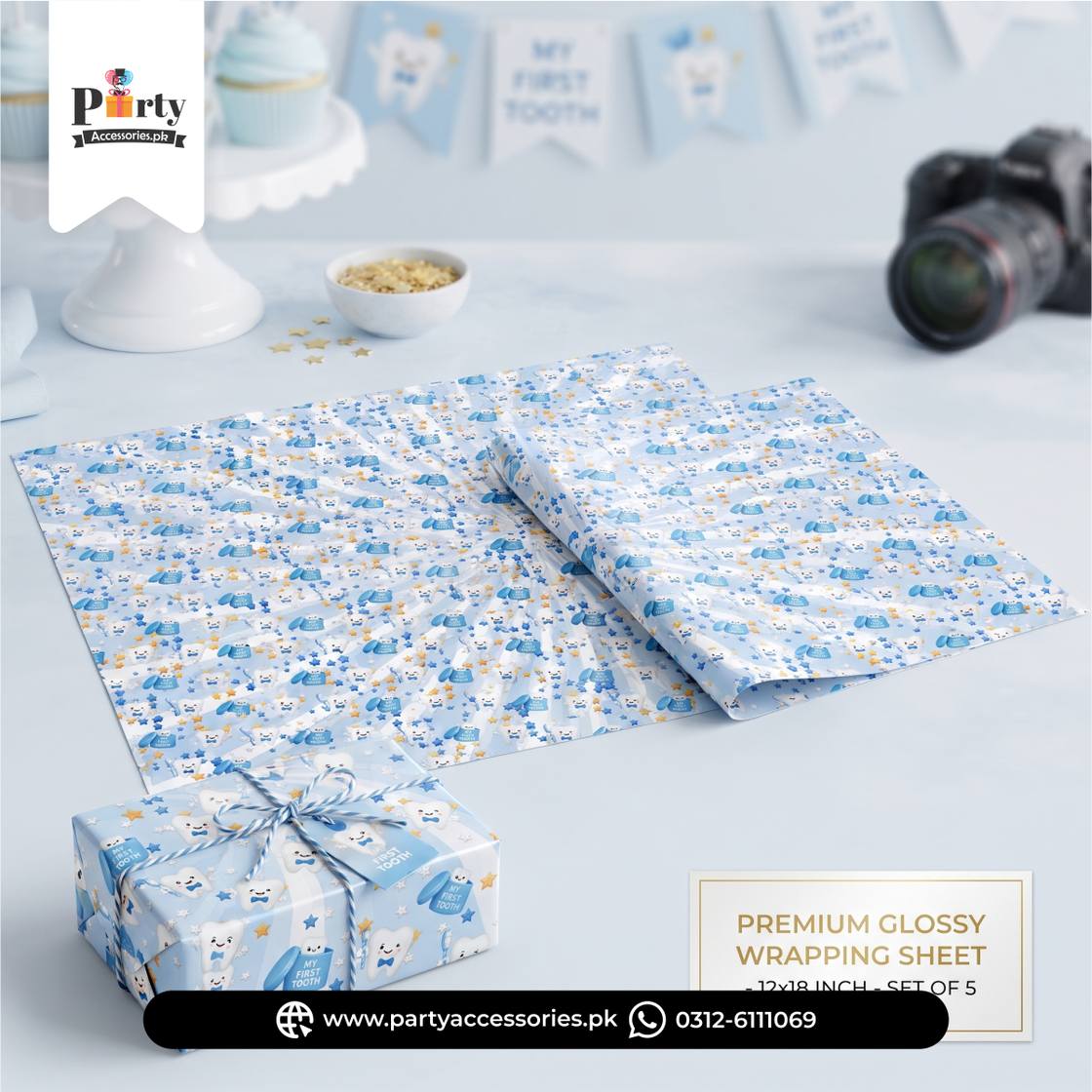 first tooth party wrapping sheet