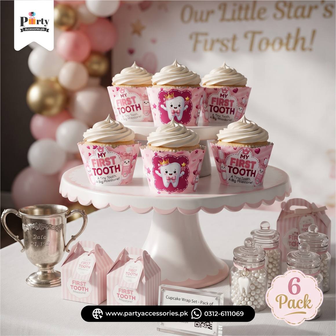 first tooth party cupcake wraps