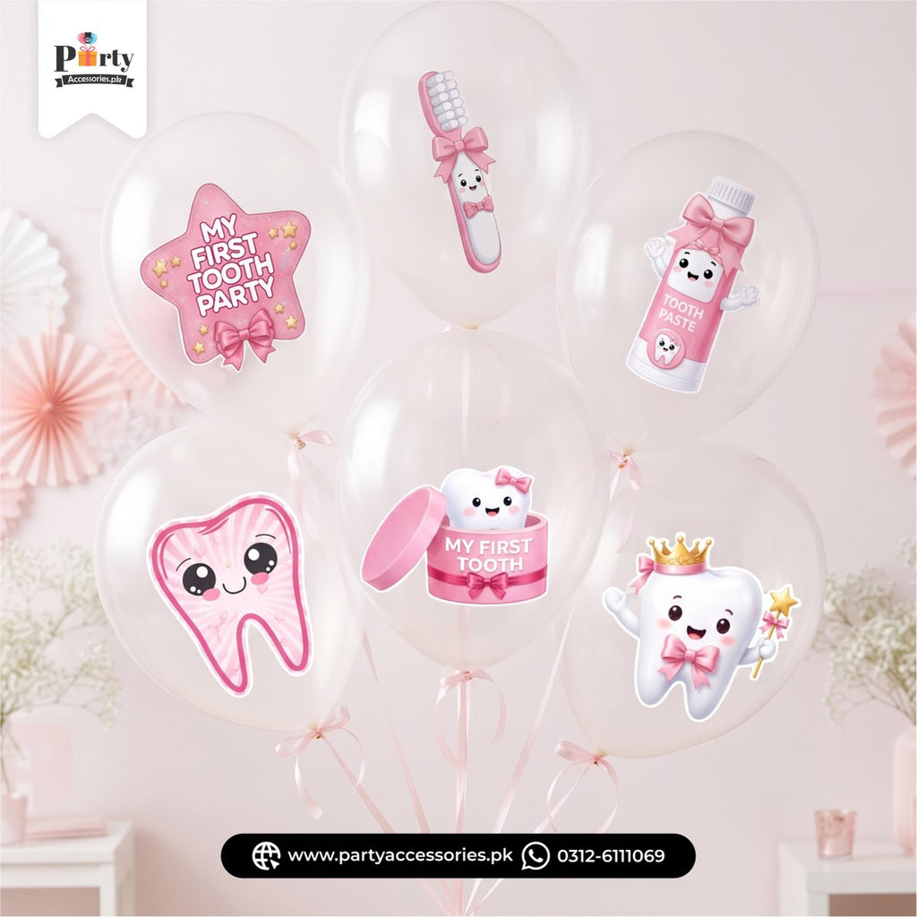 first tooth balloons stickers