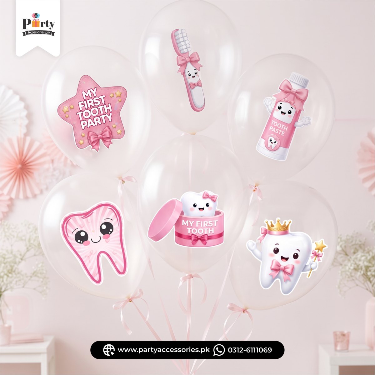 first tooth balloons stickers