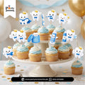 First tooth cupcake toppers set | first tooth table decoration for Boy in Blue