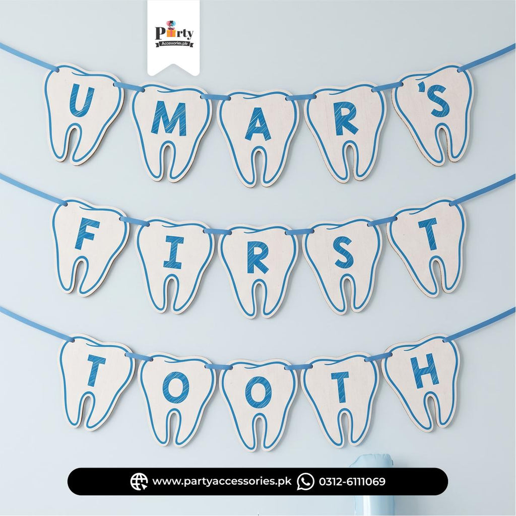 First Tooth shape cutout Bunting banner for Party Decoration