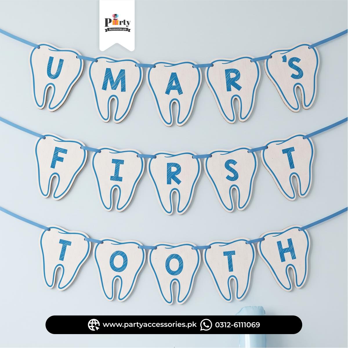 First Tooth shape cutout Bunting banner for Party Decoration