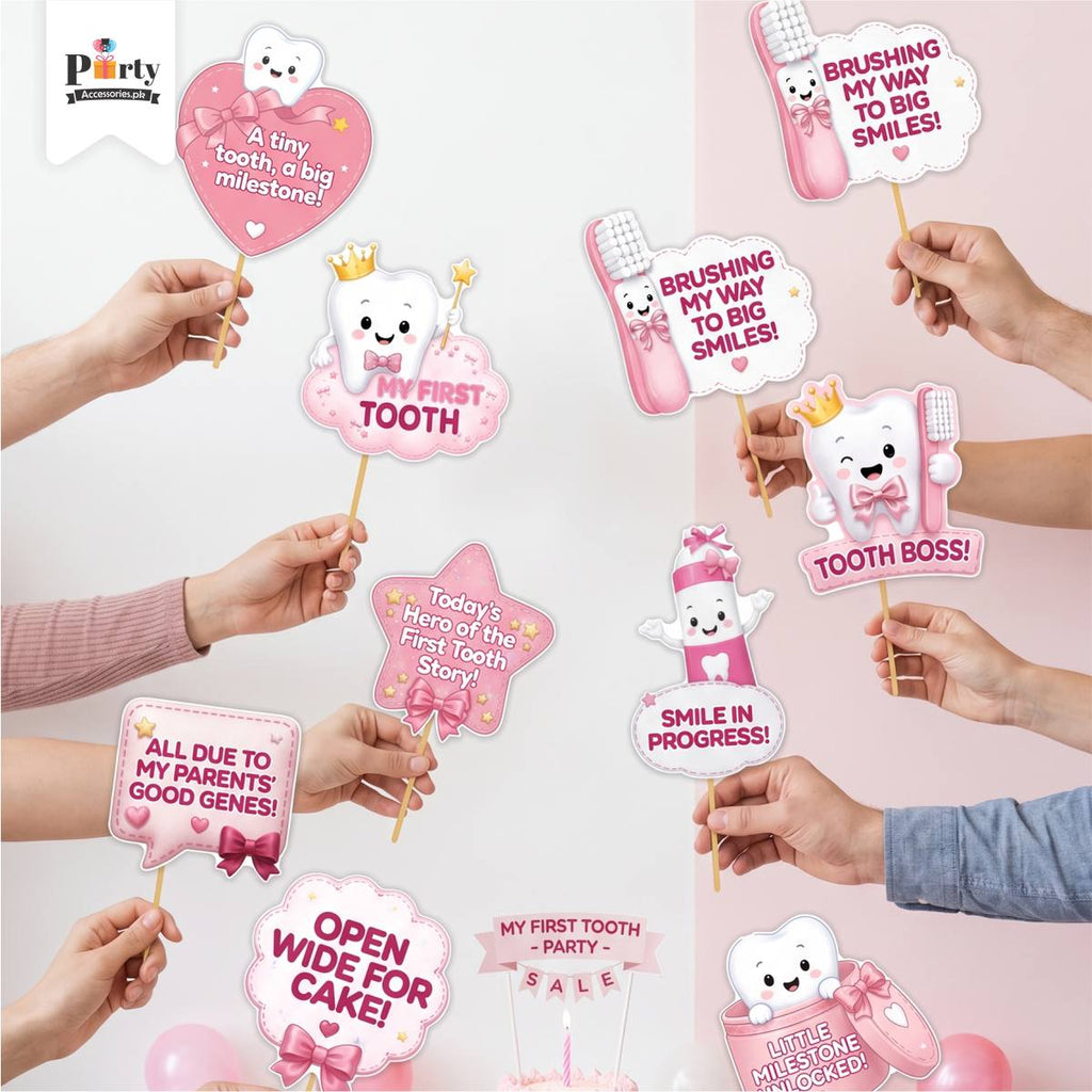 First tooth girl theme party props set
