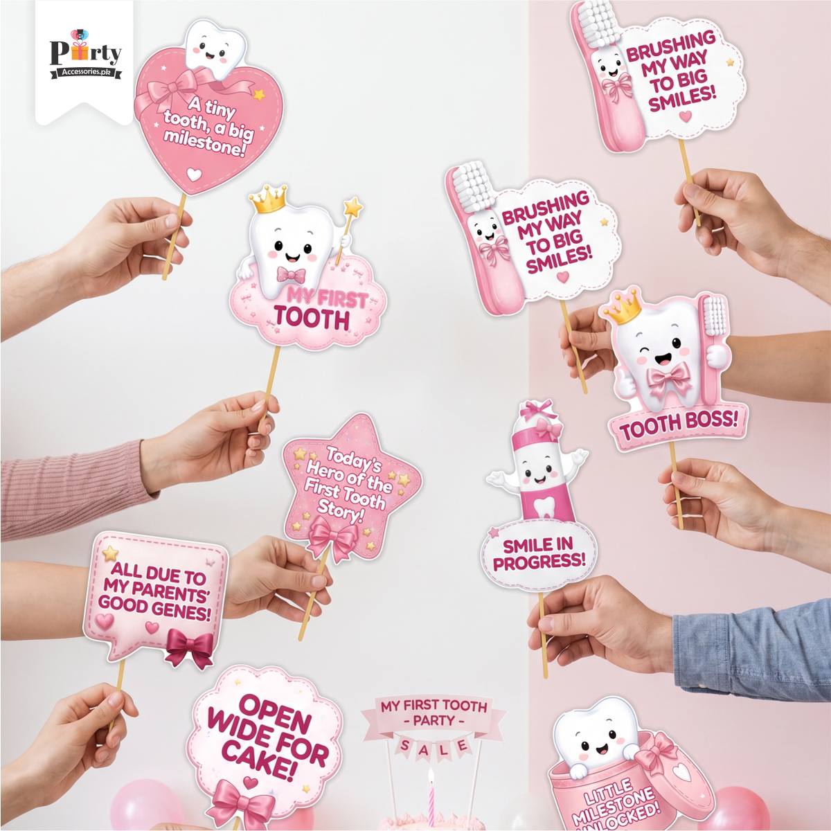 First tooth girl theme party props set