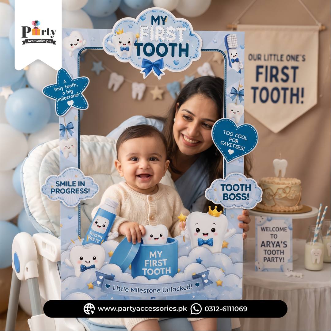 First tooth Photobooth Selfie Frame for baby Boy