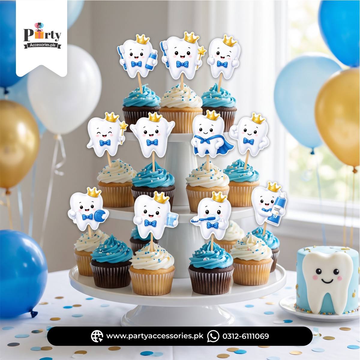 First tooth party decoration cupcake toppers