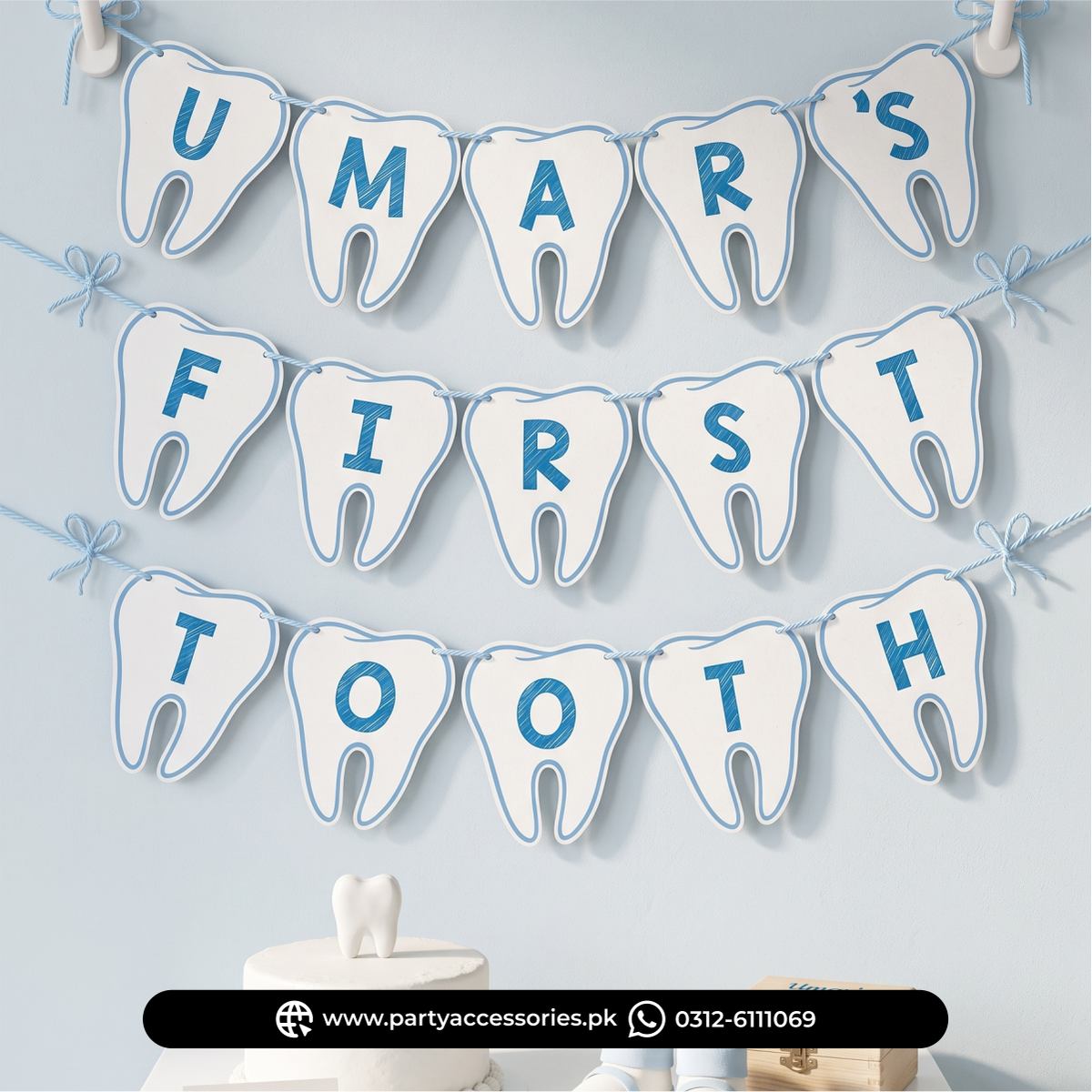 first tooth party wall decoration banner