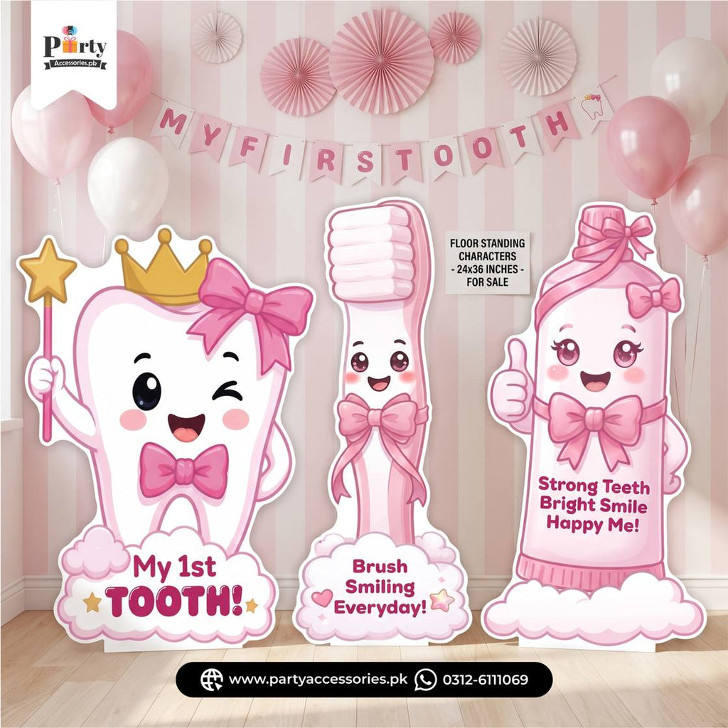 First tooth girl theme standing cutout for decoration 
