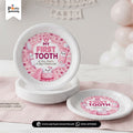 First tooth table decorations | 6 disposable plates in Pink