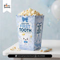 First tooth celebration ideas Popcorn holder boxes in blue 