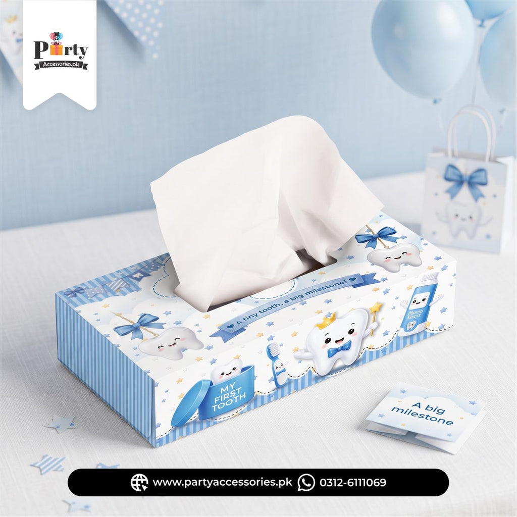 first tooth party tissue box cover