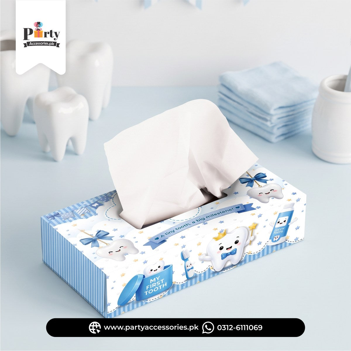 first tooth party table decoration tissue box cover