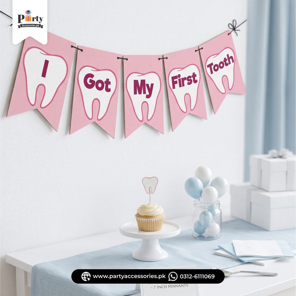 First Tooth Bunting banner for Party Decoration