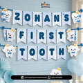 First Tooth Theme Personalized Name Bunting Banner – Wall Party Decoration