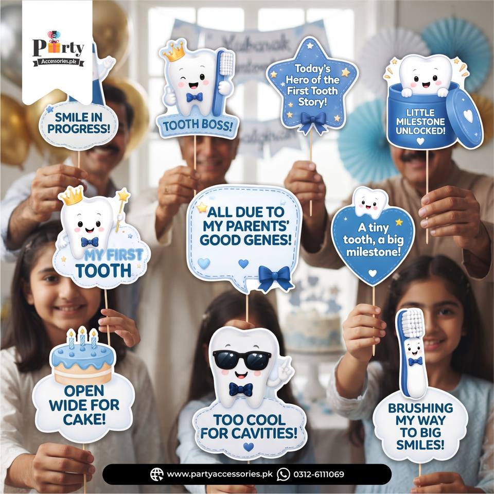 First tooth party Photo Props set for Baby Boy in Blue